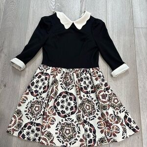 Chic Black and White Patterned Mini Dress